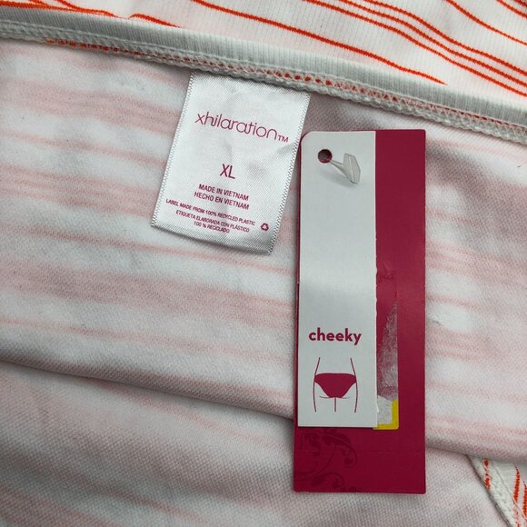 Xhilaration Cheeky Bikini Bottom Hipster Brief Orange White Striped XL - Picture 3 of 4